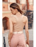 Baumwoll-Body mit Reißverschluss am Ausschnitt, beige FK588 – Online-Shop – Boutique